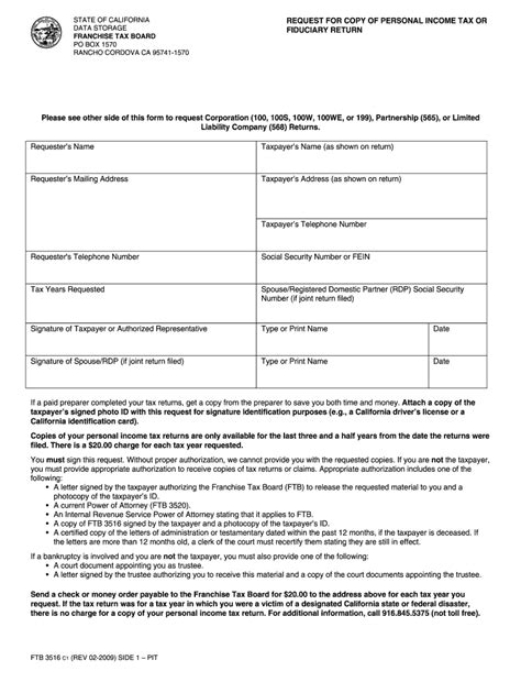 Ftbcagov Form 3516 2009 Fill Out And Sign Online Dochub