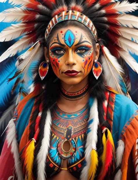 Premium Ai Image Native American Girl Illustration