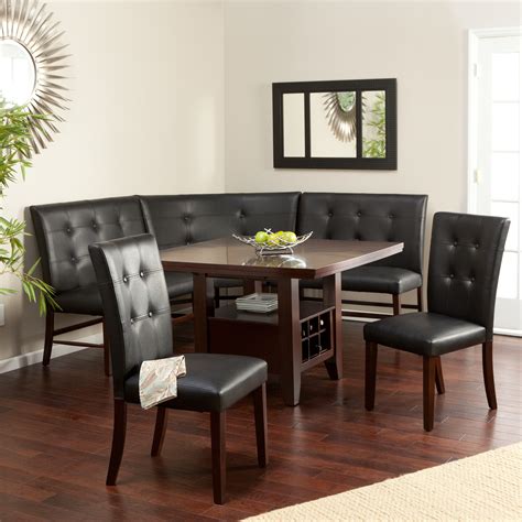 The breakfast nook had a built in table and seats. Layton Espresso 6-Piece Breakfast Nook Set - Dining Table ...