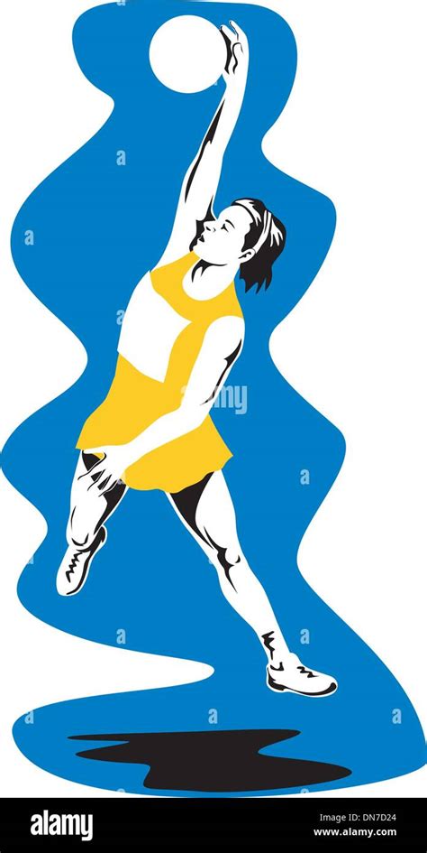 Netball Player Catching Jumping Passing Stock Vector Images Alamy