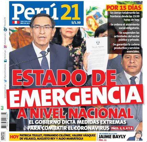 Periódico Perú 21 Perú Periódicos De Perú Edición De Lunes 16 De