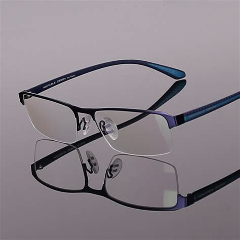 Half Rimmed Glasses Men Alloy Eyeglass Frames Optical Mens Designer