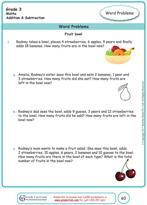 Grade 3 Addition And Subtraction Word Problems 3rd Grade Kidsworksheetfun