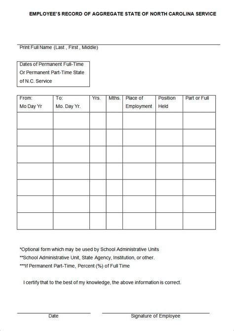 Employee Time Off Record Printable
