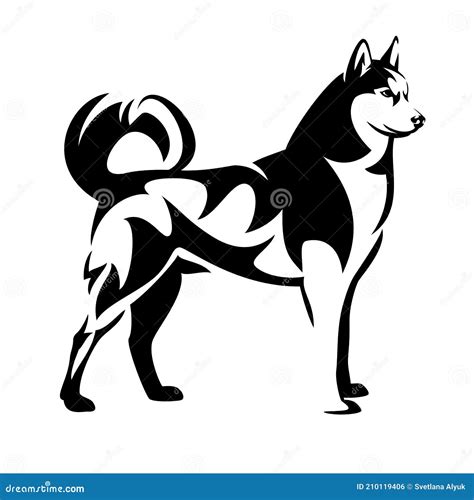 Husky Dog Black And White Vector Design 104934629