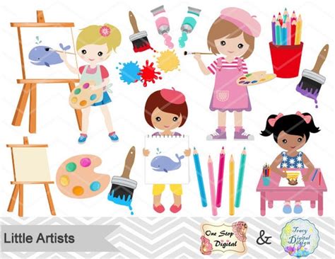 Digital Little Artist Clipart Little Girl Artist Clip Art Etsy