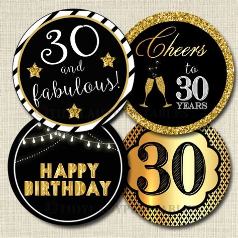 30th Birthday Cupcake Toppers Printable Cheers To Thirty Etsy