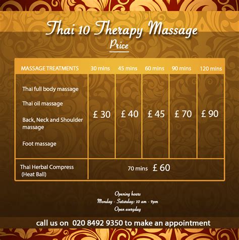 Prices Thai 10 Therapy Massage