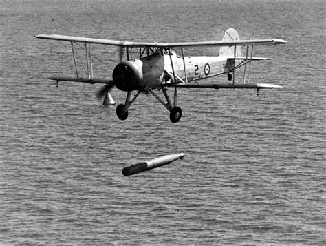 Fairey Swordfish Launching Torpedo Wwii Aircraft Vintage Aircraft