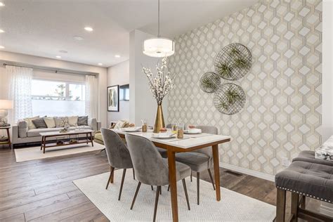 Contemporary Grey Dining Room And Living Room Inspiration Accent Wall