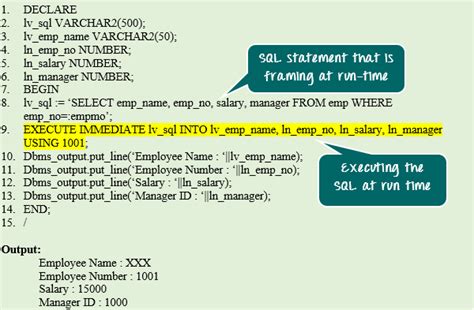 Oracle PL SQL Dynamic SQL Tutorial Execute Immediate DBMS SQL
