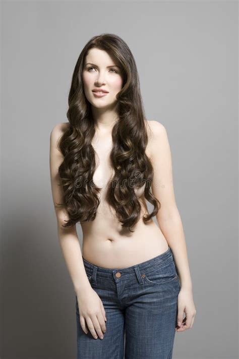Brunette Attractive Woman Topless Stock Photos Free Royalty