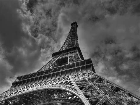 Hd Wallpaper Grayscale Angle Photo Of Eiffel Tower Over Cloudy Skies