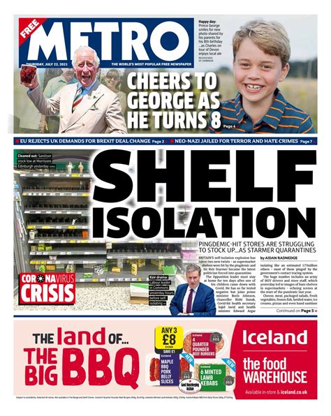Metro Front Page 22nd Of July 2021 Tomorrows Papers Today