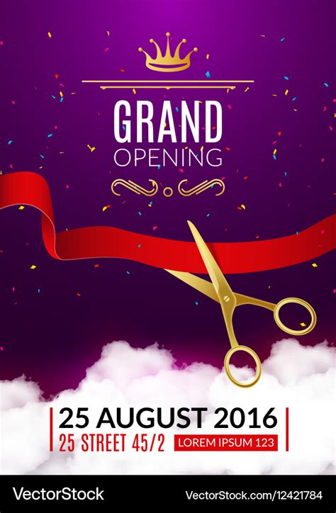 Grand Opening Invitation Card Opening Event Vector Image