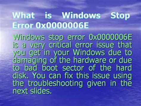 Steps To Fix Windows Stop Error X E YouTube