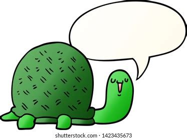 Cute Cartoon Turtle Speech Bubble Smooth Stock Illustration