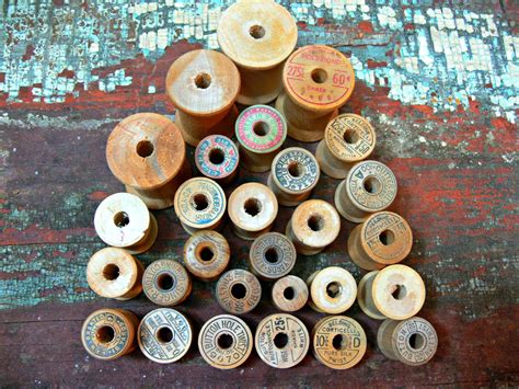 Vintage Wood Thread Spools For Crafts Lot Of 29 Belding Etsy Wood