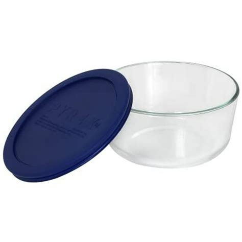 Pyrex 7201 Round Glass Food Storage Bowl W 7201 Pc Dark Blue Lid Cover