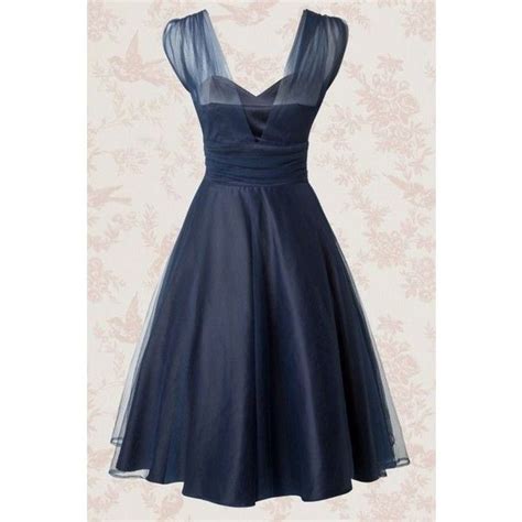 50s Sophie Occasion Swing Dress In Navy Liked On Polyvore Featuring