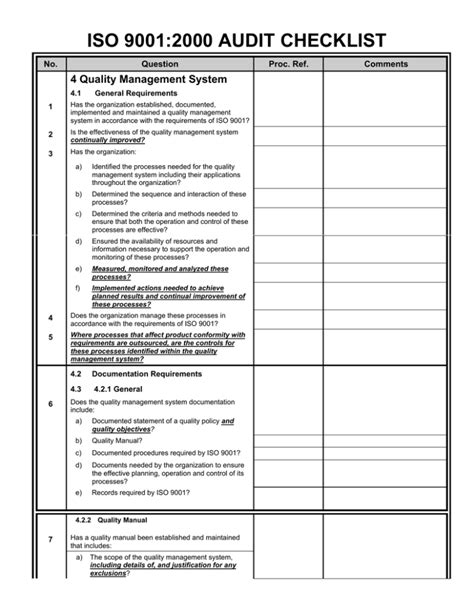 Iso 9001 Internal Audit Checklist