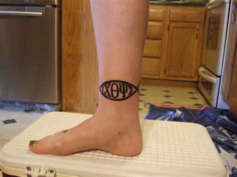 Ichthys Christian Fish Ixoye Tattoo On My Right Inner Leg Thigh