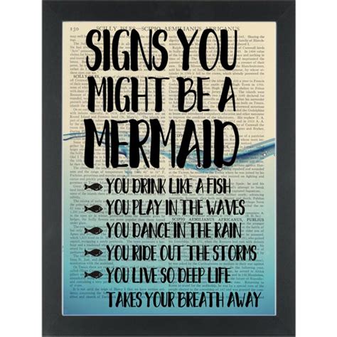 Funny Mermaid Quote Signs You Might Be One Dictionary Art Print PAGE