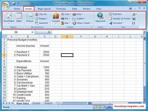 Microsoft Excel Insert Tab Tutorial
