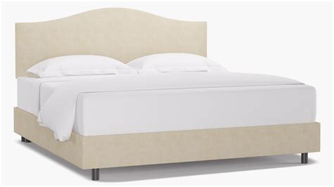 Talc Linen Upholstered Custom Camelback Bed King The Inside Furniture