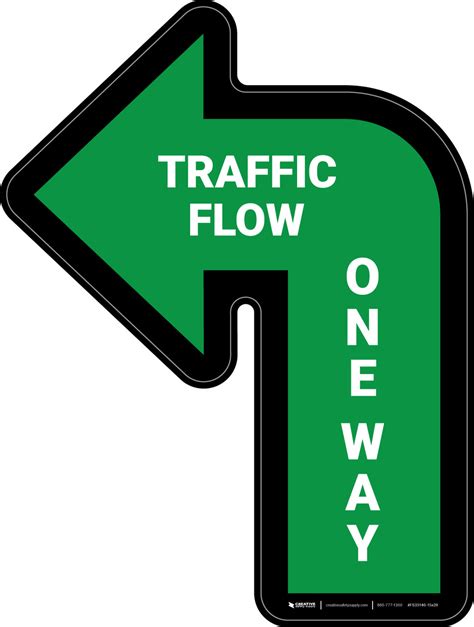 Traffic Flow One Way Arrow Green Left Floor Sign Creative Safety