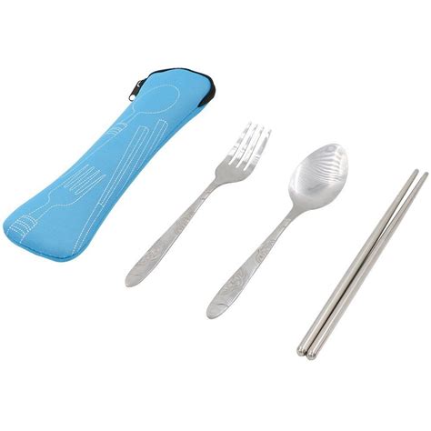 Portable Utensil Set 3 Piece Stainless Steel Chopsticks Fork Spoon