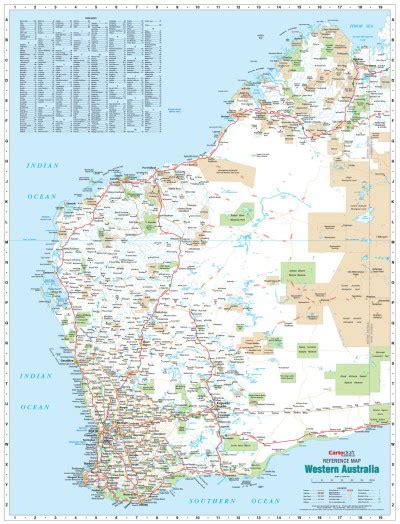 Laminated Wall Maps Wa Western Australia Reference Map Australia