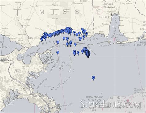 Mississippi Gulf Coast Artificial Reefs StrikeLines Fishing Charts