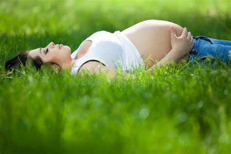 Pregnant Woman In Nature Stock Photo Image Of Happy
