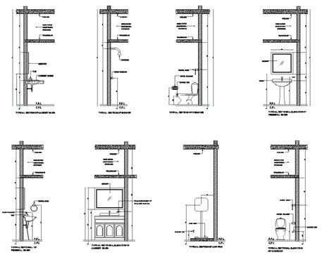 Different Section Through The Bathroom And Toilet In Dwg File Bathroom