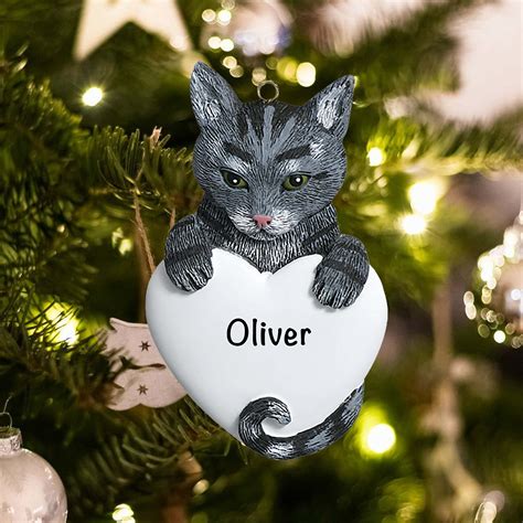 Gray Tabby Cat Personalized Ornament Free Personalization
