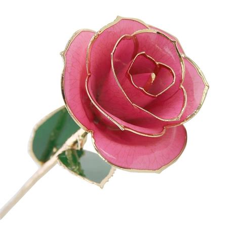 Gorgeous Pink Rose Preserved Stem Dipped In 24kt Gold In Brooklyn Ny