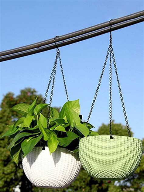 Resin Hanging Flower Pot Gardening Plant Pot With Hook Garden Planter
