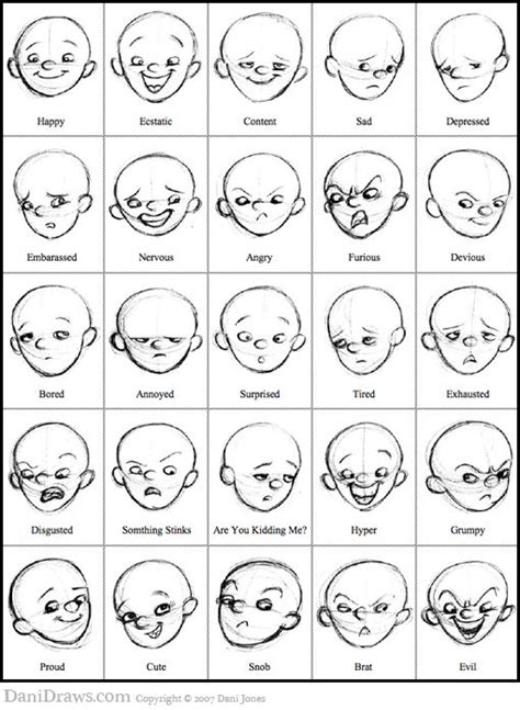 Cartoony Facial Expressions Reference Sheet Drawings Face Drawing Drawing Expressions