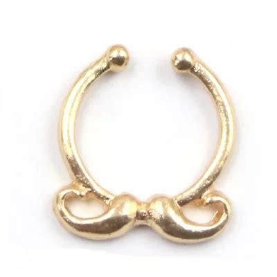 Pcs Moustache Septum Ring Nose Rings And Studs Alloy Gold Tone Silver