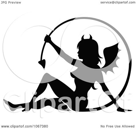 Clipart Sexy She Devil In Silhouette Royalty Free Vector Illustration