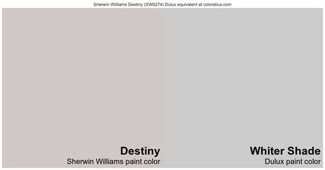Sherwin Williams Destiny Dulux Equivalent Whiter Shade