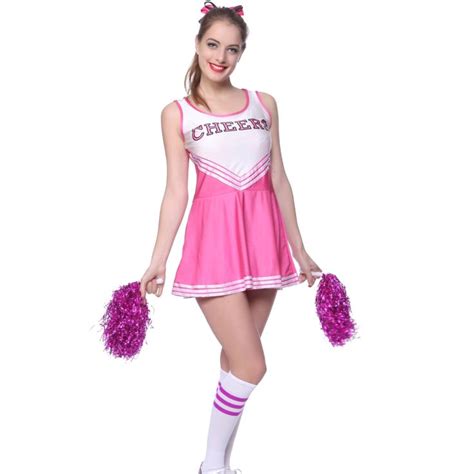 Pink Cheerleading Uniforms Jupe à Volants Tenues De Cheerleader Uniformes Pom Pom Girl