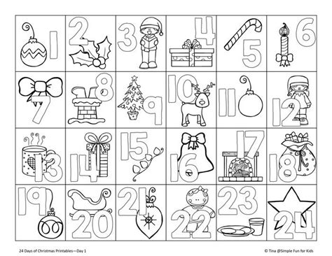 Christmas Countdown Day 1 Advent Calendar Coloring Page Simple Fun