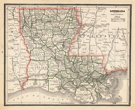 Map Of Louisiana By Peoples Publishing Co 1887 Art Source