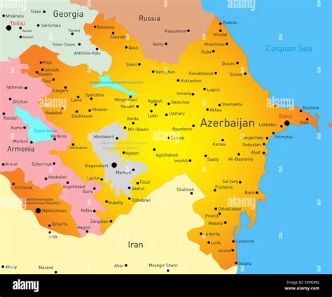 Map Of Azerbaijan Stock Photo Alamy
