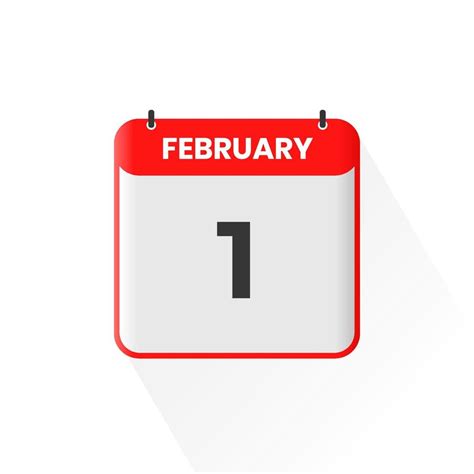 1st February Calendar Icon February 1 Calendar Date Month Icon Vector