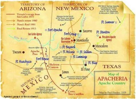 Map Of Apacheria Apache Country Apache American Indian History