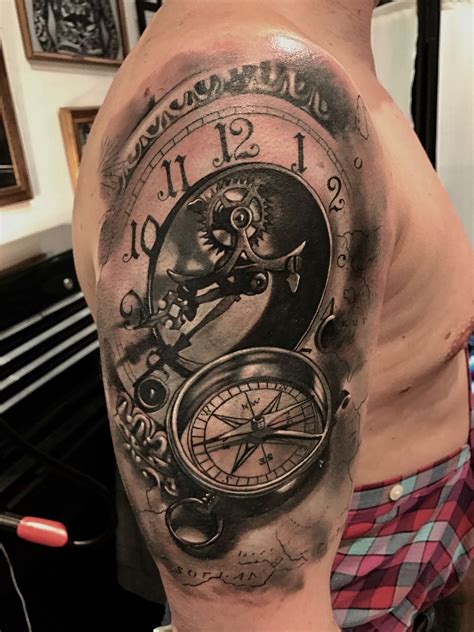 Grey Opaque Clock Cover Up By Lou Bragg Clock Tattoo Sleeve Half