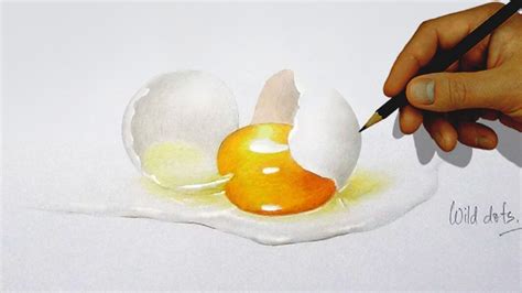 Drawing A Broken Egg With Simple Colored Pencils Drawings Colored